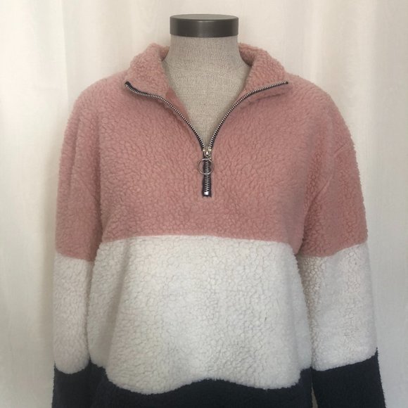 Fluffy Pink and Blue Pullover Coat - Picture 2 of 6